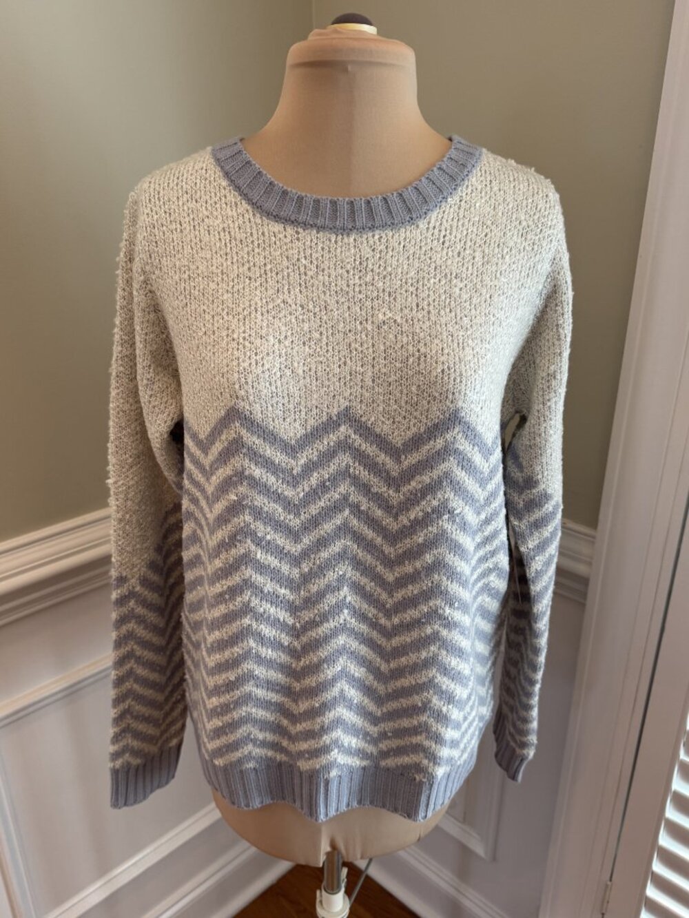 Fate Purple and White Chevron Sweater - NWOT